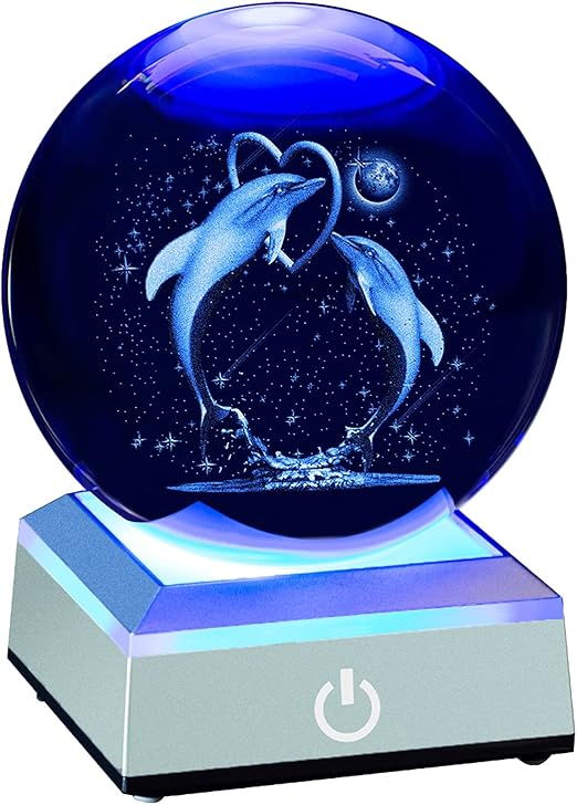 Amazon クリスタル ボール イルカ 80ｍｍ 3d 水晶玉 海豚 星のランプ ベッドサイドランプ インテリア Ledライト 多色変更 かわいい 置物 おしゃれ 癒し グッズ 雰囲気 誕生日プレゼント 引っ越し 結婚記念 母の日 クリスマス 新年 お祝いギフト ホーム寝室オフィス