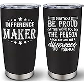Difference Maker Tumbler, Thank You Gifts for Men Women, Employee Appreciation Gift, Work Anniversary, Farewell, Christmas, Birthday Gift for Coworkers, Teacher, Nurses, Boss, Employee 20oz Tumbler