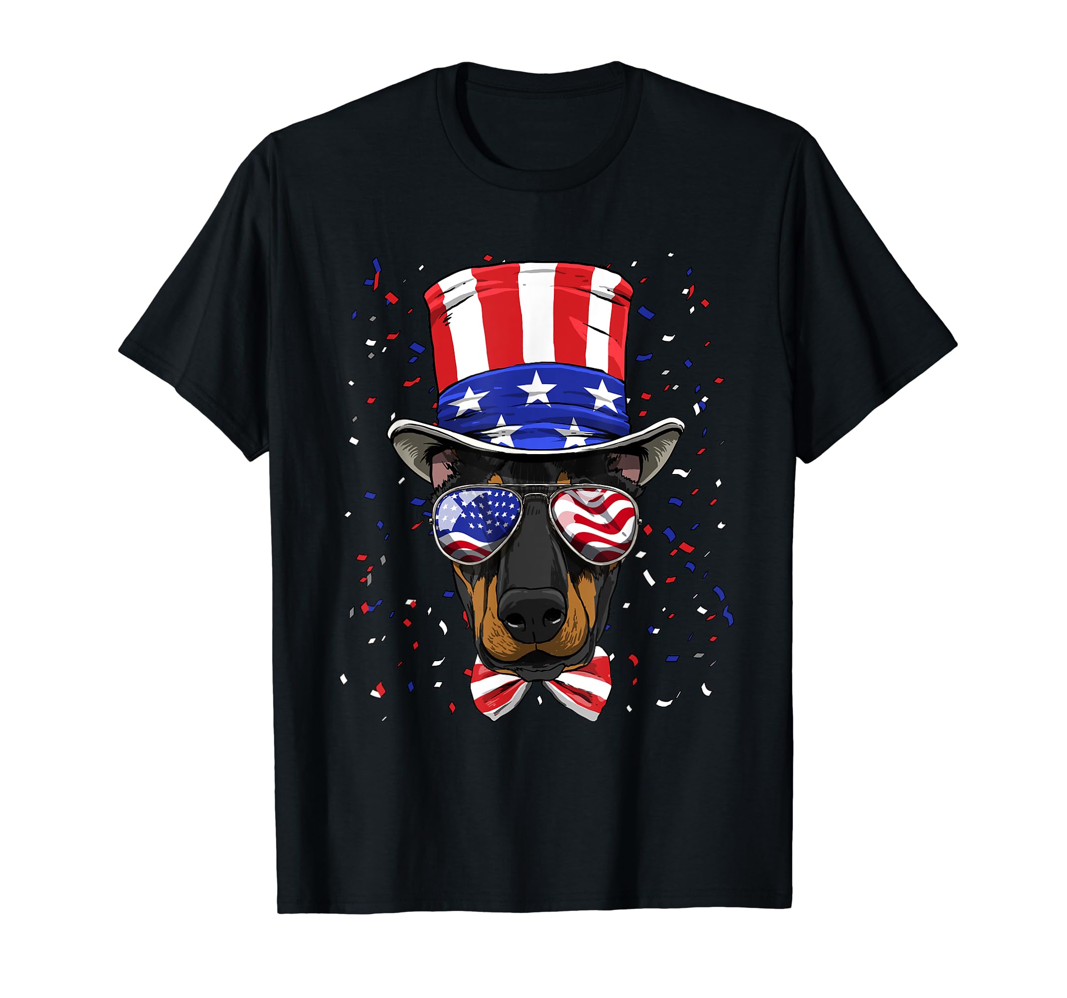 Doberman 4th of July American Dog USA Flag T-Shirt