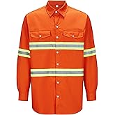 Ousafeve Class 3 Hi Vis Button Up Safety Work Shirts for Men Reflective