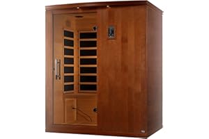 DYNAMIC SAUNAS Madrid Elite 3-Person Ultra Low EMF FAR Infrared Sauna with Red Light Therapy & Bluetooth Speakers | Personal Indoor Dry Heat Sauna for Home & Gym – Made from Canadian Hemlock