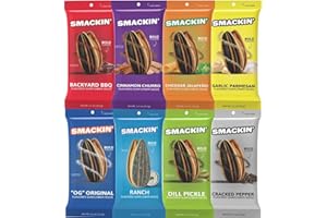 GENERIC SMACKIN' Sunflower Seeds | Roasted Jumbo Sunflower Seeds | 8 Flavor Sampler Pack | 1.5 Ounce Flavored Sunflower Seeds | Small-Batch, American Made Sunflower Seeds | 8 Bags of Sunflower Seeds | Keto Snacks.