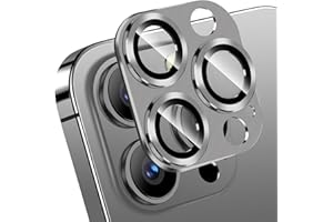 QHOHQ 3 Pack Camera Lens Protector for iPhone 15 Pro Max/iPhone 15 Pro, Zinc Alloy One Piece Camera Cover, [Updated Version], Full Coverage Protection, Ultra HD, Shatterproof - Titanium Gray