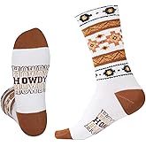 InnoBeta Western Gifts for Women, One Size Crew Socks for Cowgirl, Cowboy Boot Socks for Women - Howdy