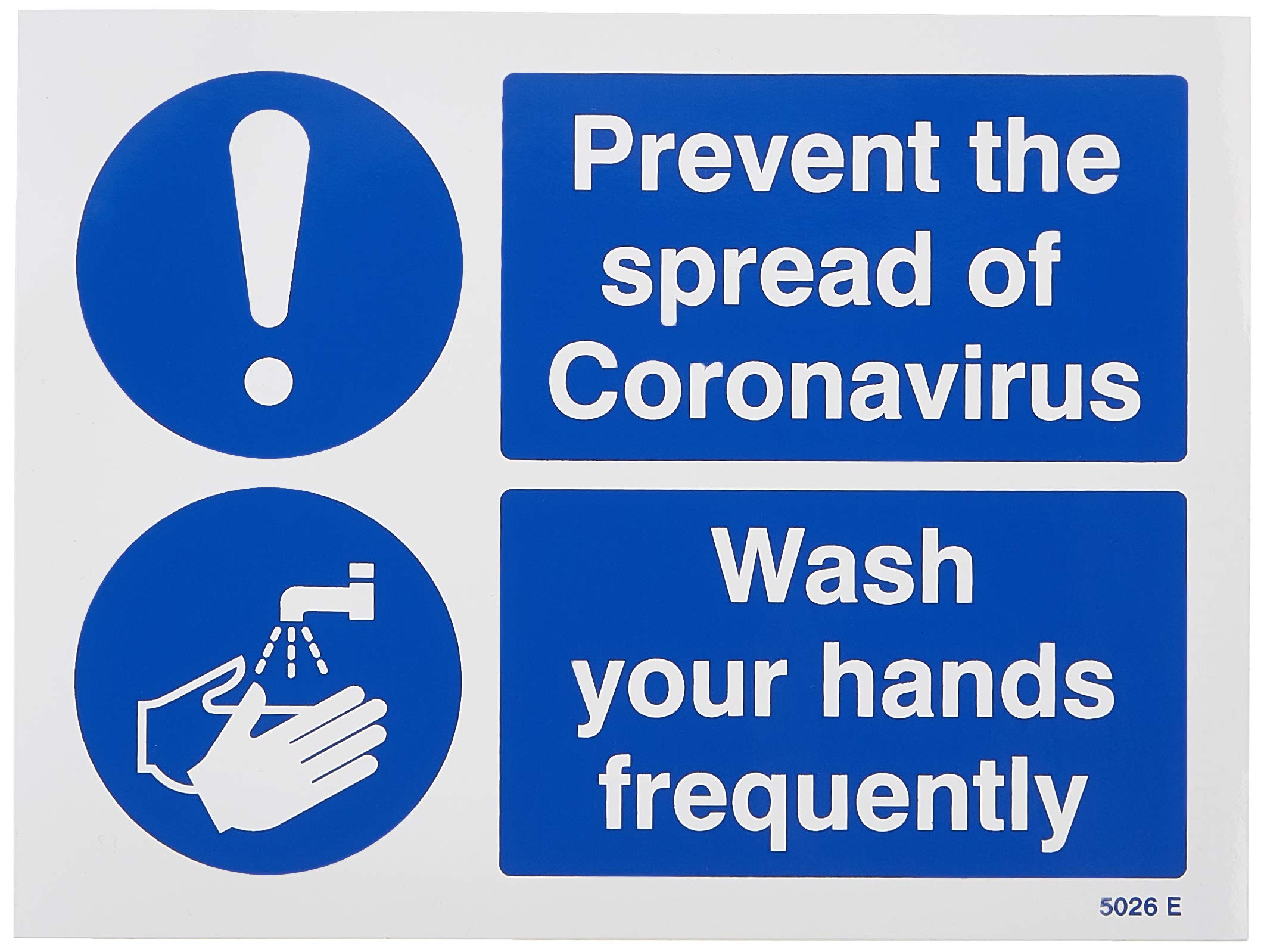 Prevent the spread of coronavirus Wash your hands frequently (Pack of 5: 200x150mm SAV labels)