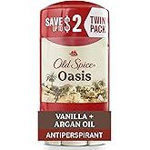 Old Spice Dry Feel Antiperspirant Deodorant for Men, 24/7 Freshness, 24/7 Sweat & Odor Protection, Gentle on Skin with Skin Conditioners, Oasis with Vanilla + Argan Oil Scent, 2.6 oz (Pack of 2)