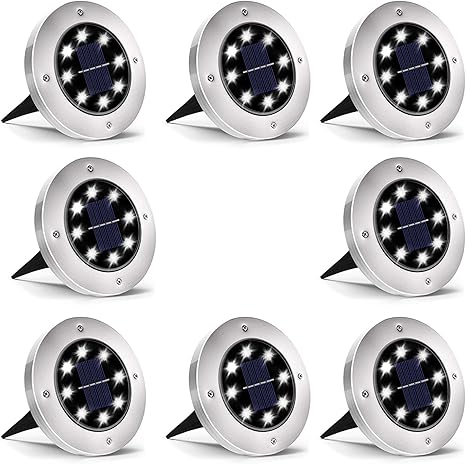 Amazon Co Jp ソーラーグラウンドライト 埋め込み式 スポットライト ガーデニング 8 Led Ip65防水 ステンレス鋼 プラスチック素材 ガーデン 庭 芝生 公園に適う アウトドア用ライト 8個セット ホーム キッチン