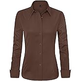 J.VER Womens Dress Shirts Long Sleeve Button Down Shirt Wrinkle-Free Business Casual Blouse Office Work Tops