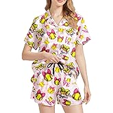 Yuituiyy Womens Pajamas Set Button Down 2 Piece Softball Short Sleeve Pjs Sets Top and Shorts Sleepwear