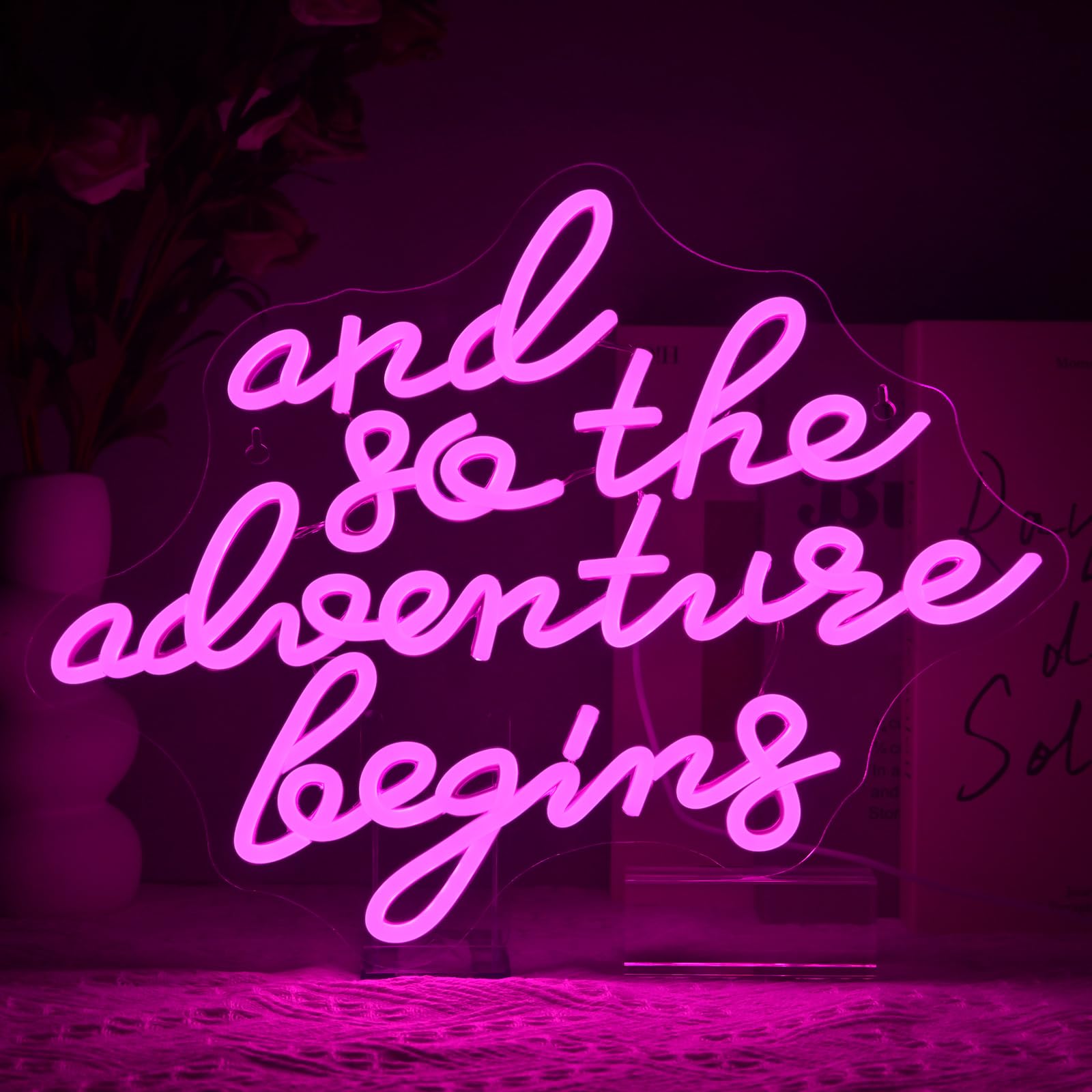 SIGNSHIP And So the Adventure Begins Neon Sign, Neon Sign for Wall Decoration, Camper Signs, Motorhome Light Degree, Gift, Wanderlust Wall Art, Home Neon Light