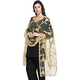 HARI MADHAV DESIGN Women's Nylon Net Embroidered Dupatta (White, Free Size)