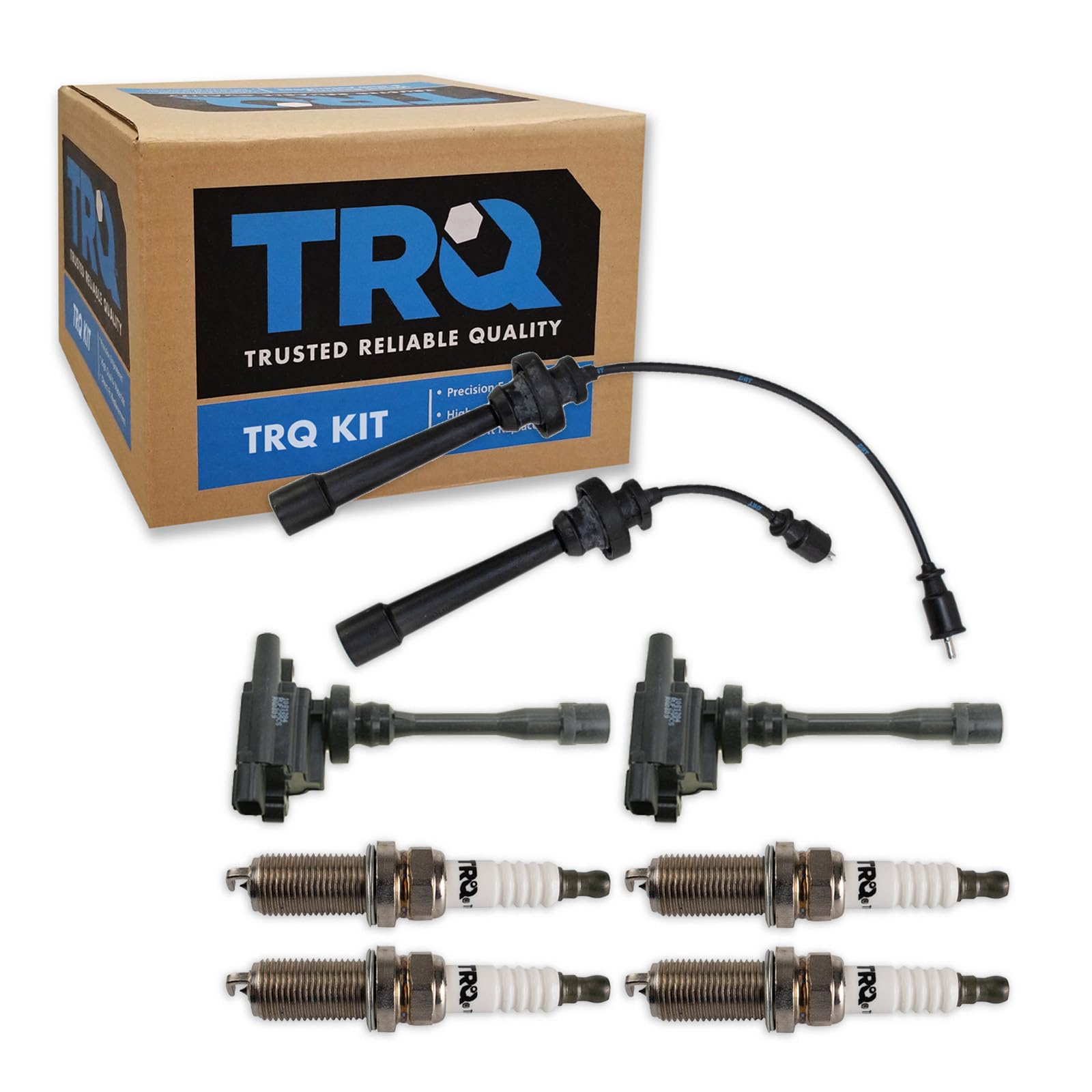 TRQ Ignition Coil and Spark Plug Kit 7 Piece Iridium Spark Plugs Compatible with 2001-2005 Chrysler Sebring 2001-2005 Dodge Stratus