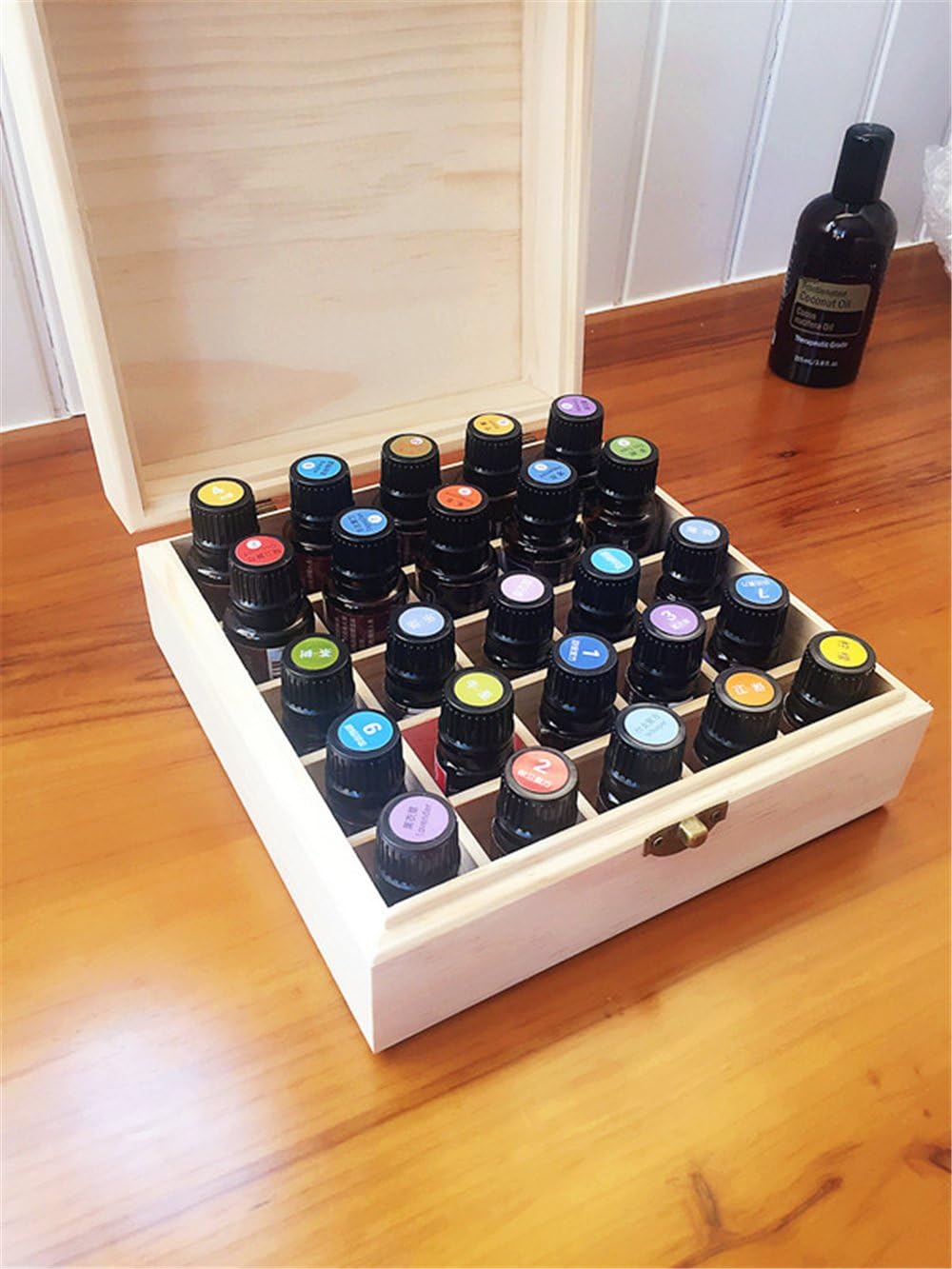 RoseFlower Wooden Essential Oil Storage Box Home Fragrance Carrier Case, Holds 25 Bottles for 5, 10, 15ml - Image 5