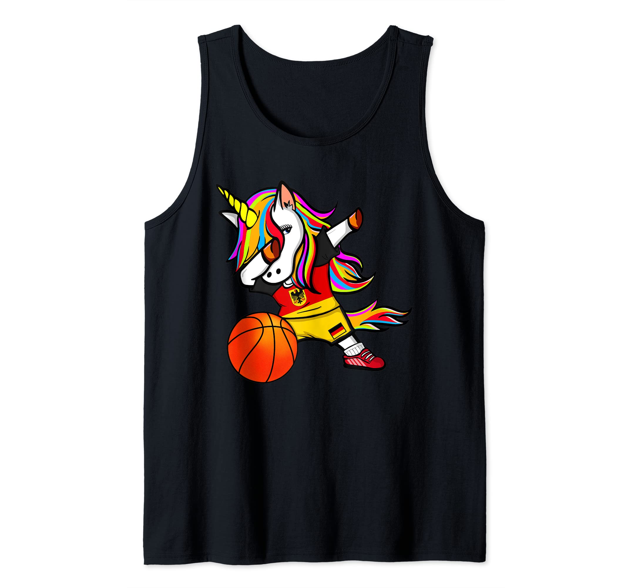 Dabbing Unicorn Germany Basketball - German Flag Sport Lover Tank Top