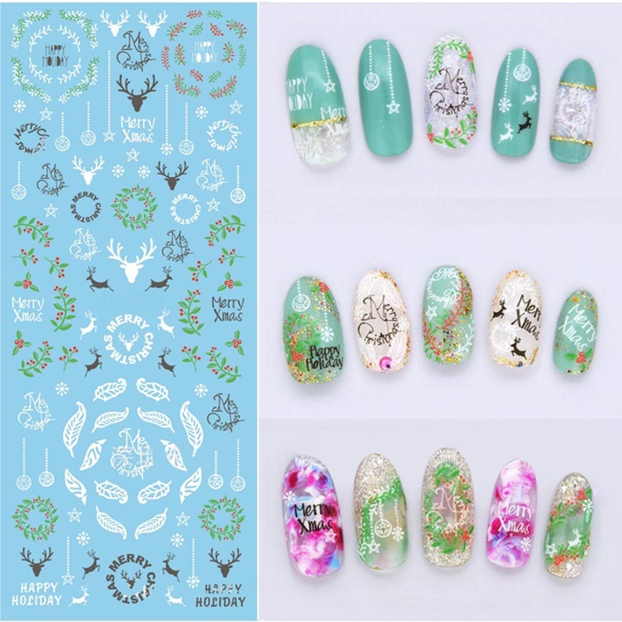 Amazon Com 1 Pc Set Xmas Nail Art Sticker Foil Manicure Amazon Com 1 Pc Set Xmas Nail Art Sticker Foil Manicure
