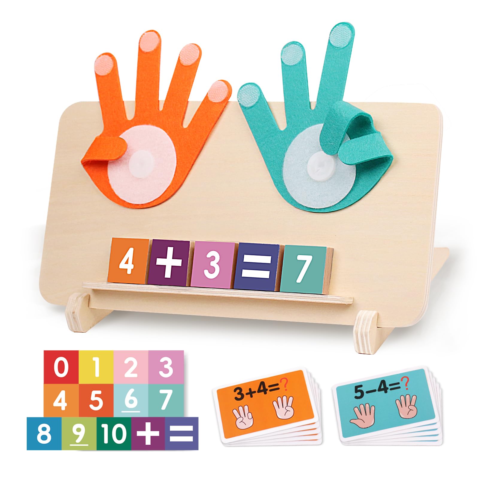 wotoyd Montessori Math Learning Toy for 3 4 5 Year Olds, Double-Sided Wooden Number Tracing & Finger Counting Board with Number Blocks, Educational STEM Toys Gift for Toddler Boys Girls Ages 3+