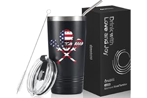 Onebttl Lacrosse Gifts for Teen Boys, College Students, Men, 20oz Travel Tumbler with Stainless Straw for Men, Black (Lacrosse Helmet)