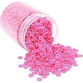 Mandala Crafts 6mm Hot Pink Heishi Beads – 3000 Flat Polymer Clay Disc Beads for Adult Jewelry Making Round Spacers, Necklaces and Bracelet Making