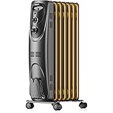 PELONIS Radiator Heater for Large Space, Electric Oil Filled Radiator, Dual Knobs, 1500W, Quiet Space Heater, 3 Modes, Tip-over Protection