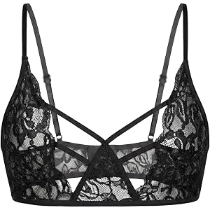ABAFIP Men's Crossdresser Lace Bra Sheer Lingerie Bralette | Floral Lace See Through Bra Top, Feminine Lingerie for Men, Male