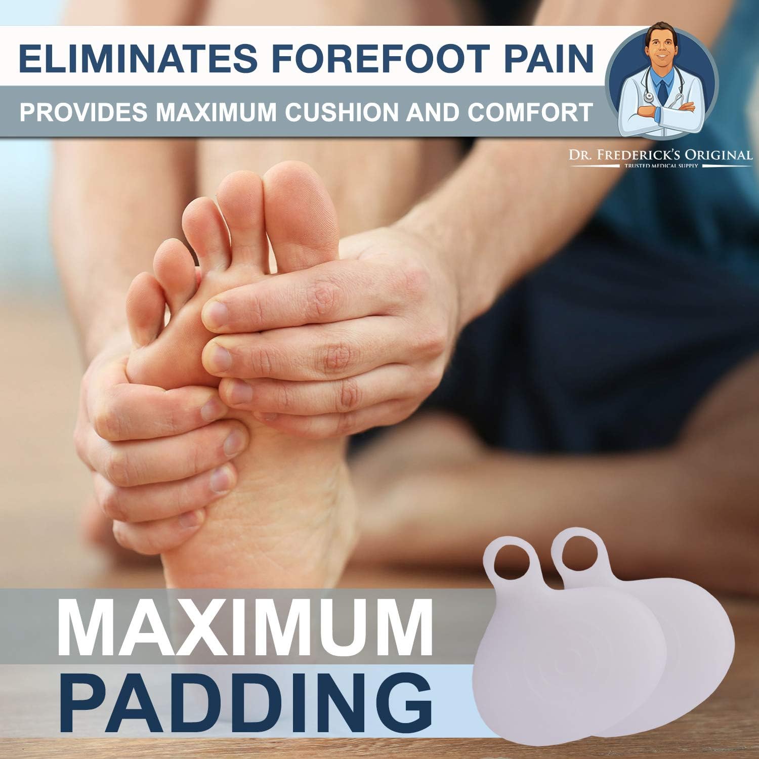 Dr. Frederick's Original Metatarsal Pads - 4 Pc - Ball of Foot Cushions for Rapid Pain Relief - Gel Foot Pads: Health & Personal Care