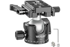 WEYLLAN EH36L Tripod Ball Head with Lever Release, 36mm Low Profile Heavy Duty Ball Head Mount with Arca Swiss Quick Release Plate for Camera Tripod Monopod DSLR Camcorder Telescope,Max Load 44lb/20kg