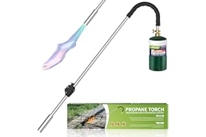 EASITALY Weed Torch Propane Burner, Flame Thrower for Weeds, 80,000BTU Blow Torch Weed Burner, 35" Long Arm Weed Torches for Outside Weeding, Roofing, Snow Melting, Campfire Starting