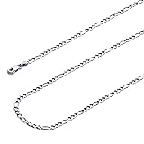 Wellingsale 14K Solid White Gold 3mm Figaro Chain