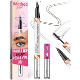 iMethod Curved Eyebrow Pen and 2 Count Clear Brow Gel, Brown | Eyebrow Pencils for Women with Natural Hair Like Strokes, Brow Gel Clear for Soft Full Brows, Waterproof, All-Day Defined