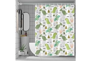 Uiiooazy Cute Kids Shower Curtain for Bathroom Cartoon Cartoon Dinosaur Leaves Farmhouse Bathtub Curtains 72x72inches Jurassic Animals Eggs Stall RV Room Partition Hotel Waterproof Fabric with Hooks