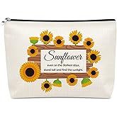 Sazuwu Sunflower Inspirational Gifts for Women Makeup Bag Motivational Gifts for Friends Thank You Friendship Cosmetic Bag Positive Quotes for Office Christmas Birthday Present Travel Pouch
