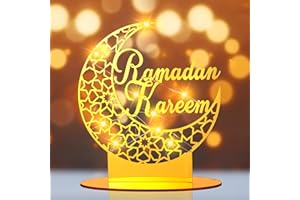 Frienda Eid Al Adha Decorations Eid Crafts Islamic Moon Decoration Moon Eid Table Decorations Gift for Muslims Home Bedroom Decor(Ramadan Kareem)
