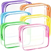 YOQIVEXU 6 Pieces Clear Makeup Bags Bulk, TSA Approved Toiletry Bag PVC Clear Cosmetic Toiletries Pouch with Zipper, Waterproof Vinyl Plastic Organizer Case for for Women Carry-on Travel Essentials