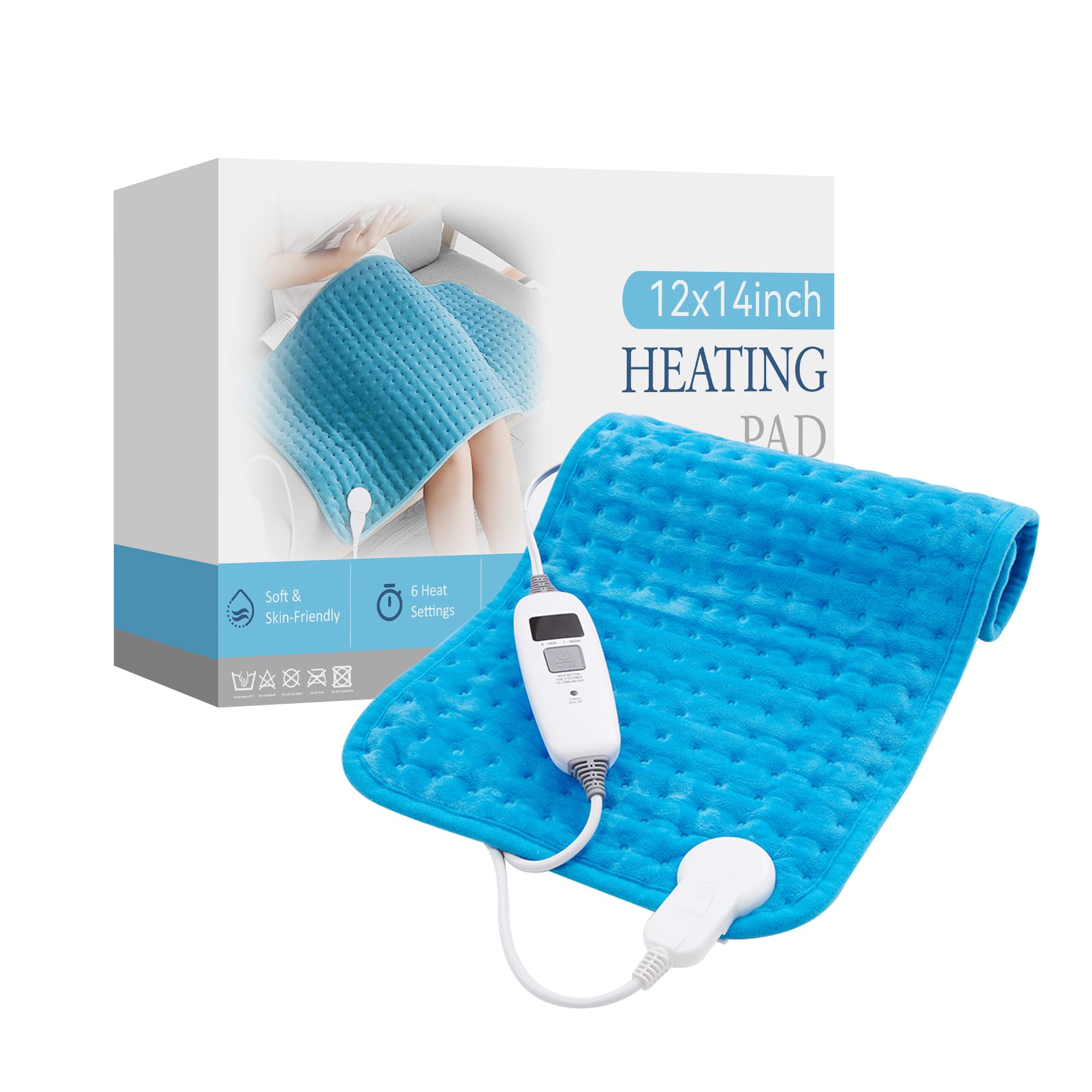 Photo 1 of HYLEORY Heating Pad for Back,Neck,Cramps Pain Relief - 6 Heat Settings,Auto Shut Off,Moist Heat Options for Electric Heating Pad,Machine Washable,Gifts for Women,Black,12" x 24"