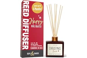 SOY AND SASS Christmas Tree Diffuser, Christmas Diffuser Decor - w/Pine Balsam, Cedar & Citrus I Infused w/Essential Oils I 3.75 OZ Oil I Long-Lasting Scent Lasts 4-6 Month's I Made in The USA
