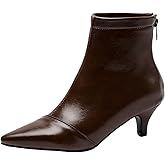 SHEMEE Fashion Womens Kitten Heels Ankle Boots Sexy Pointy Toe Booties Mid Heels Zipper Work Party Dress Shoes