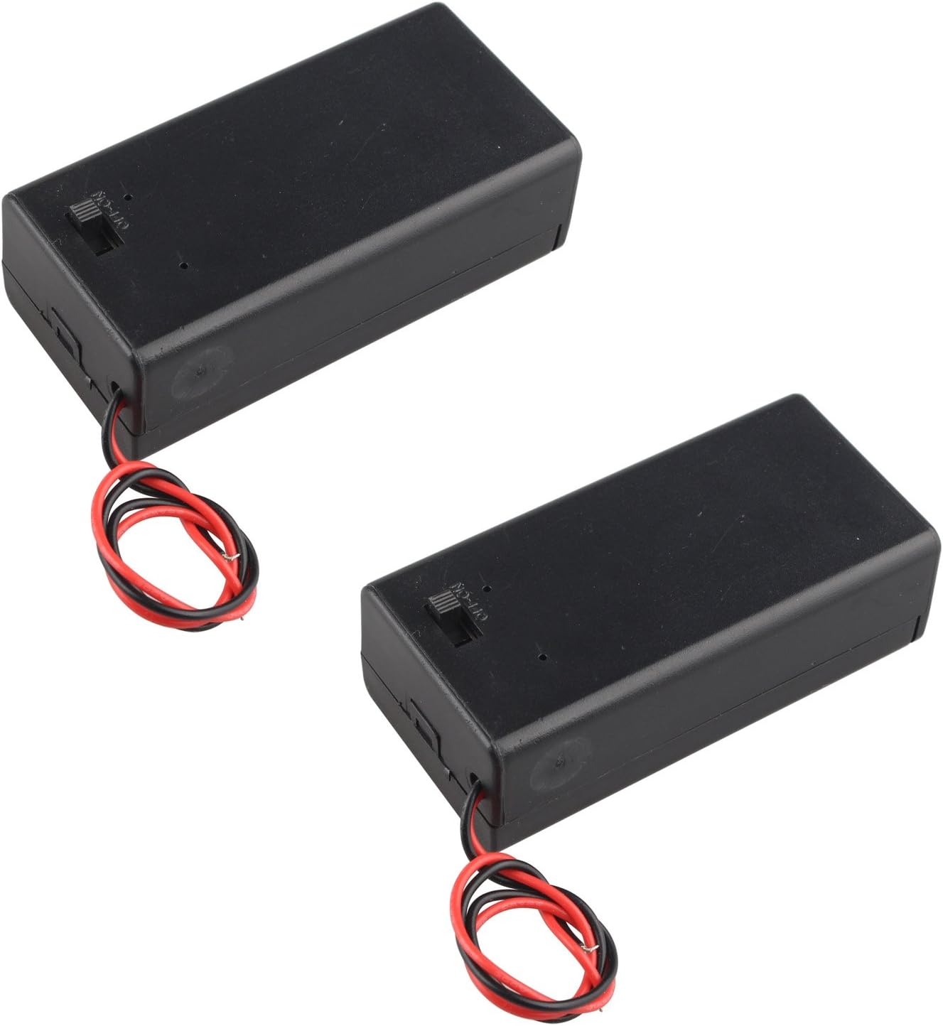 HALJIA Funda para soporte de pila de 9 V con tapa-interruptor ON/OFF y cable conector, 2 unidades