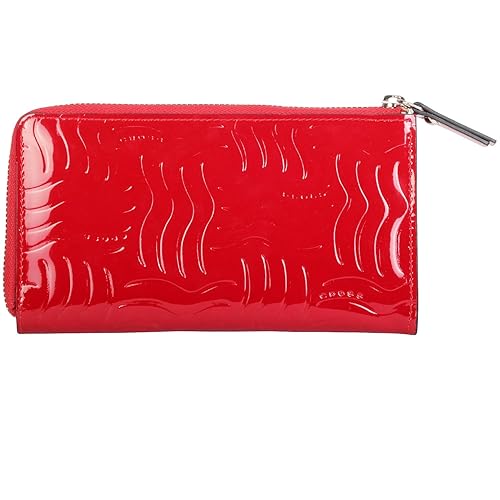 Cross? Womens 100% Genuine Leather Zip Around Wallet with Gusset-Red