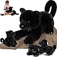 MorisMos Plush Panther Stuffed Animal - Mommy & Baby, 18'' Black Jaguar & Leopard Toys Pack for Kids