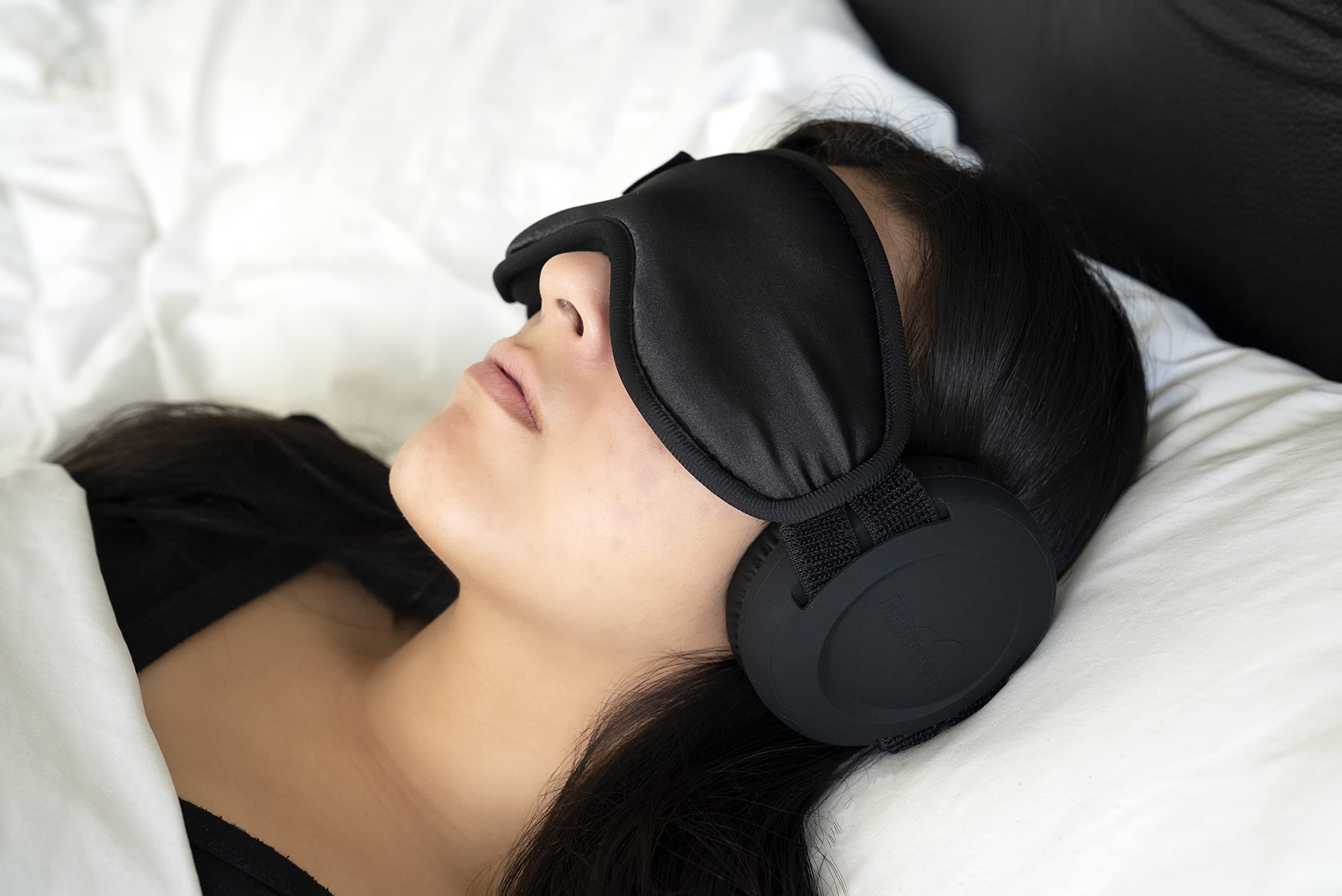 Hibermate Ear Muffs for Sleeping. Luxury Eye Mask with Ear Muffs for Sleep. Dampens Sounds in Noisy Environments, from Snoring, or While Travelling.