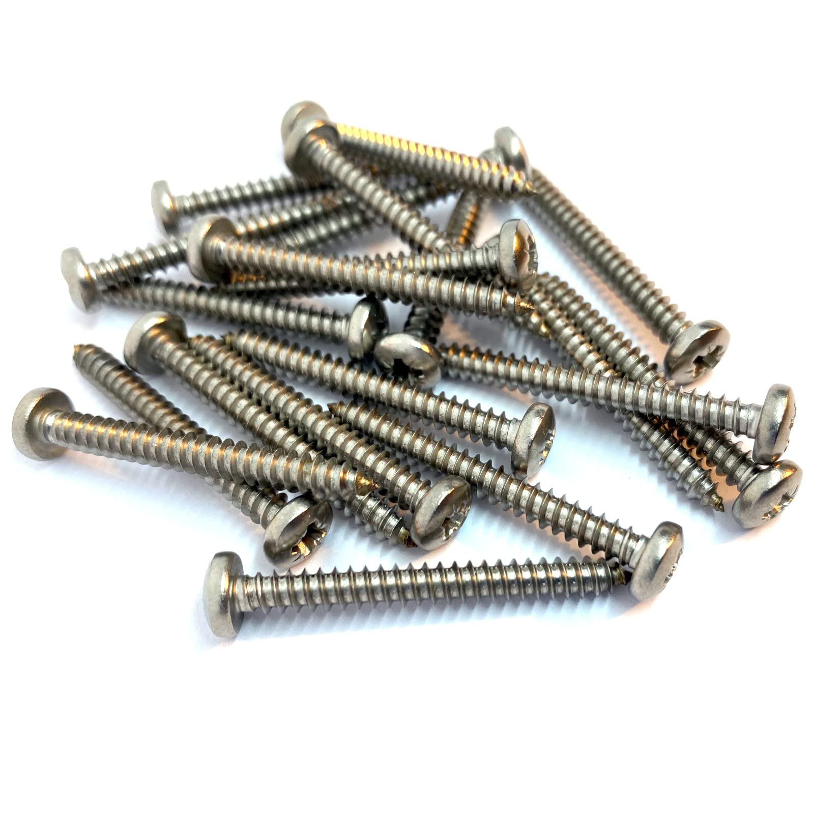 No.8 x 1.1/2" (4.2mm x 38mm) Pozi Pan Self-Tapping Screw DIN7981 - A4 (316) Stainless Steel (Pack of 20)