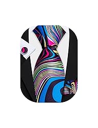 Barry.Wang Men Tie Set Rainbow Abstract Print Silk