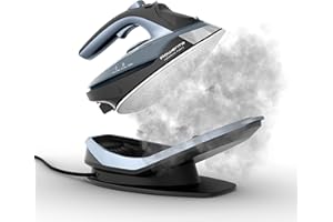 Rowenta Freemove Cordless Iron with Steam, 1600 Watts, Stainless Steel Soleplate, Rapid Heating, Portable Steamer for Clothes, Rechargeable for Wireless Ironing, Handheld Steamer Iron, Blue, DE6730