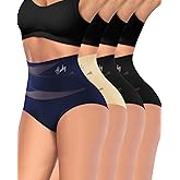 MIOTAN Women's High Waisted Underwear Full Coverage Compression Briefs 4/5 Packs Panties Postpartum Comfortable