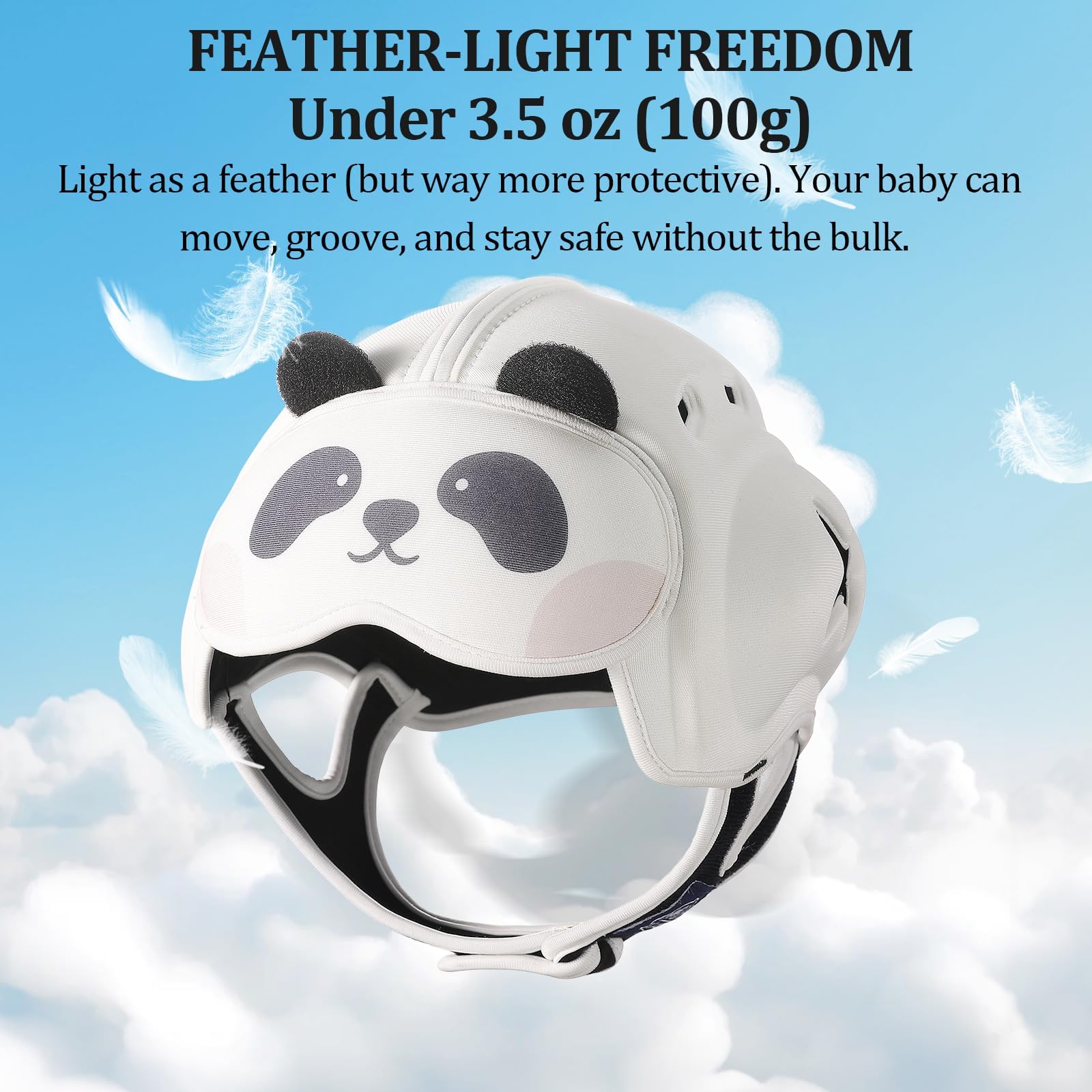 MAMBOBABY Guard Baby Head Protector Helmet for Crawling and Walking - No Bumps, Soft Safety Peak, Ultra Light, Adjustable - Suitable for Babies 6-24 Months - Panda