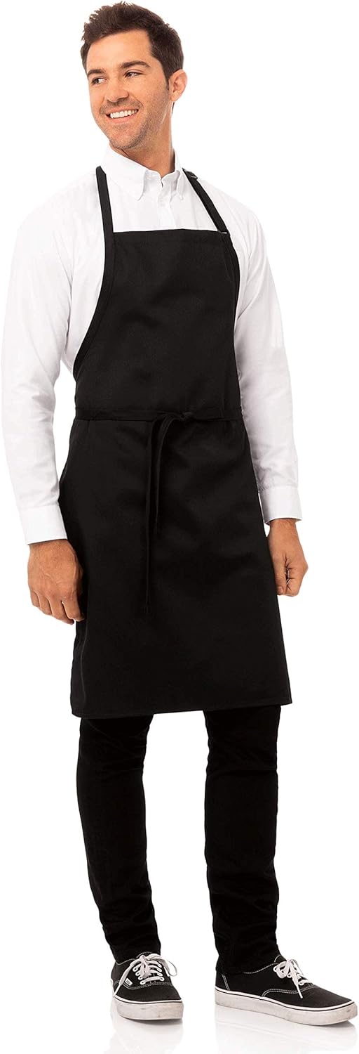 Chef Works Unisex Bib Apron without Pockets, Black, One Size: Clothing