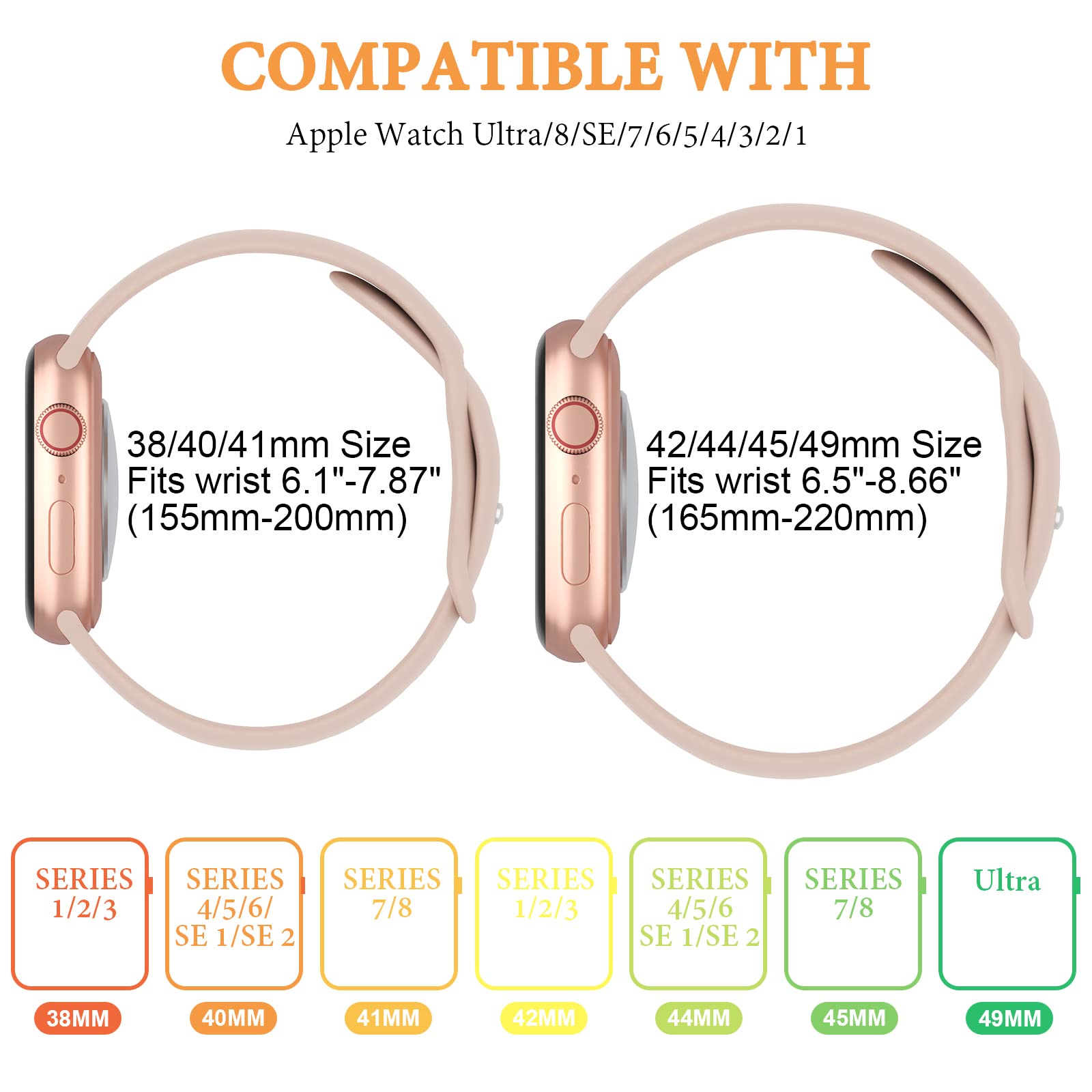 6 Pack Silicone Bands Compatible with Apple Watch Band 38mm 40mm 41mm 42mm 44mm 45mm 46mm 49mm Women Men, Soft Sport Strap Replacement Wristband for iWatch Series 10 9 8 SE 7 6 5 4 3 2 1 Ultra