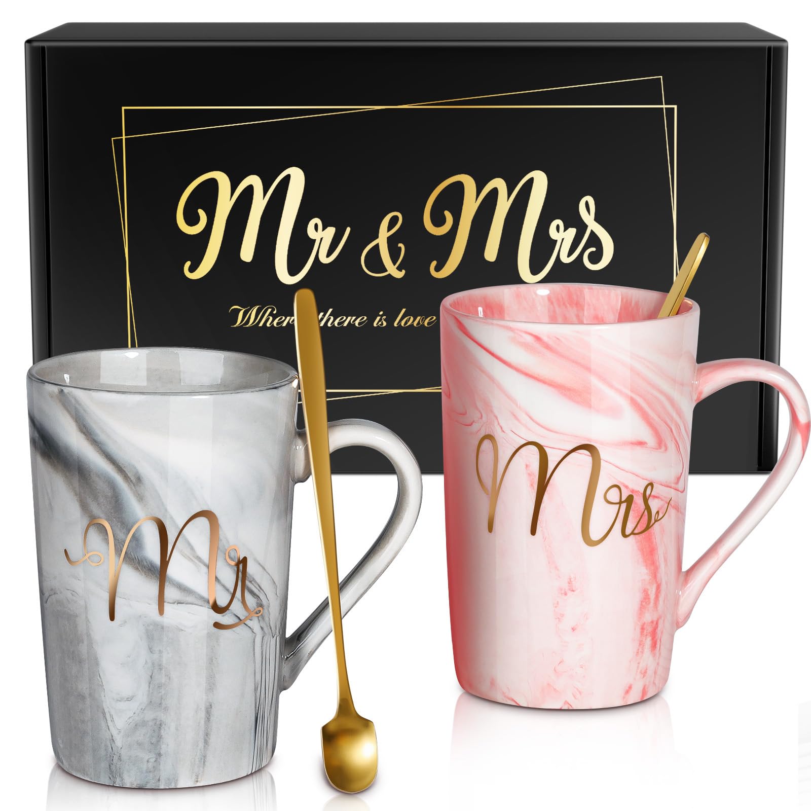 Photo 1 of Linkax Mr and Mrs Coffee Mug Couple Gifts, White Elephant Christmas Wedding Gifts for Couples 2025, Useful Anniversary Engagement Present for Couple Newlyweds Husband Wife Bridal Shower Bride to Be