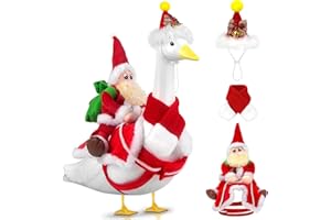 PaLuQiYa Christmas Mrs Claus Goose Outfit for 23" Porch Goose,Goose Costume Dress with Hat,Red Velvet Dress for Outdoor Garden Yard Lawn Patio Decor,Holiday Christmas Decoration