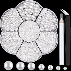 Nail Art Flat Back Half Round Pearl Kits 3, 1 Box